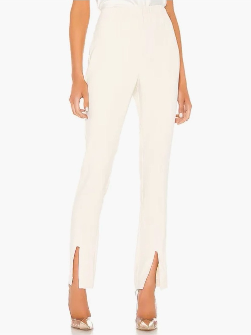 REVOLVE Cream High-Waist Straight Leg Pants with Ankle Slits L'Academie